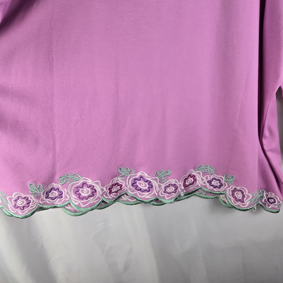 Bob Mackie Wearable Art Cotton Pink Floral Embroidered Tunic Top Plus Size 3X - Picture 12 of 13